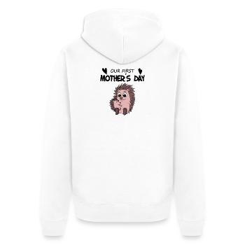 Muttertag - erster Muttertag Geschenk - Unisex Premium Bio Zip Hoodie - Weiß - Hinten - Thijin (182cm)