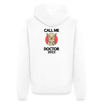 Thèse de doctorat Doctorat Doctorat 2022 Docteur - Veste à capuche bio Premium Unisexe - blanc - Dos - Thijin (182cm)
