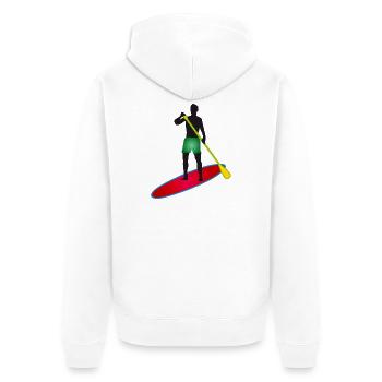 Stand up paddling - Mann mit Paddle Board - Unisex Premium Bio Zip Hoodie - Weiß - Hinten - Thijin (182cm)