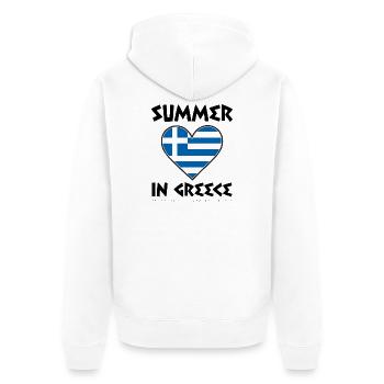 Griechenland Urlaub - Unisex Premium Bio Zip Hoodie - Weiß - Hinten - Thijin (182cm)