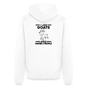 Ich mag Ziegen - Ziegenbock - Unisex Premium Bio Zip Hoodie - Weiß - Hinten - Thijin (182cm)