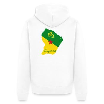 Guyana - Unisex Premium Organic Zip Hoodie - white - Back - Thijin (182cm)