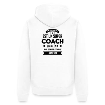 Un Super Coach Cadeau Entraîneur Sportif Humour - Veste à capuche bio Premium Unisexe - blanc - Dos - Thijin (182cm)