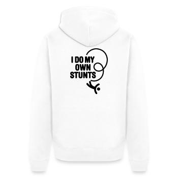 Ich mache meine eigenen Stunts, Bungee-Jumping, Bungee-Jumper - Unisex Premium Bio Zip Hoodie - Weiß - Hinten - Thijin (182cm)