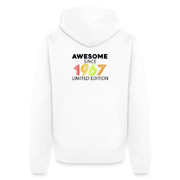 Fantastisch seit 1967 - Jahrgang 1967 - Unisex Premium Bio Zip Hoodie - Weiß - Hinten - Thijin (182cm)