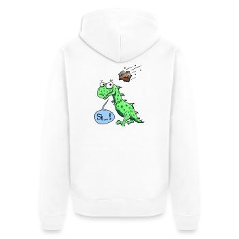 Dino mit Meteorit - Unisex Premium Bio Zip Hoodie - Weiß - Hinten - Thijin (182cm)