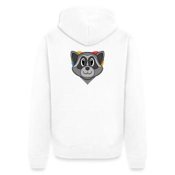 LGBT Tier Waschbär Regenbogen Herz - Unisex Premium Bio Zip Hoodie - Weiß - Hinten - Thijin (182cm)