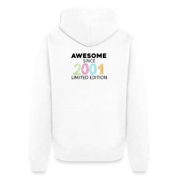 Fantastisch seit 2001 - Jahrgang 2001 - Unisex Premium Bio Zip Hoodie - Weiß - Hinten - Thijin (182cm)