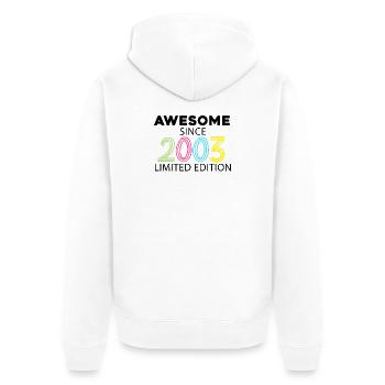 Fantastisch seit 2003 - Jahrgang 2003 - Unisex Premium Bio Zip Hoodie - Weiß - Hinten - Thijin (182cm)