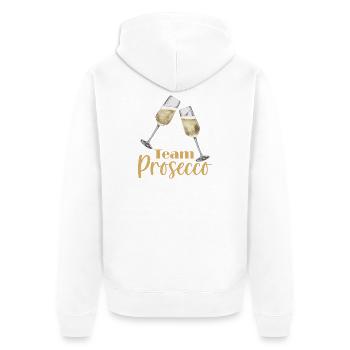 Team Prosecco mit Sektgläsern - Unisex Premium Bio Zip Hoodie - Weiß - Hinten - Thijin (182cm)