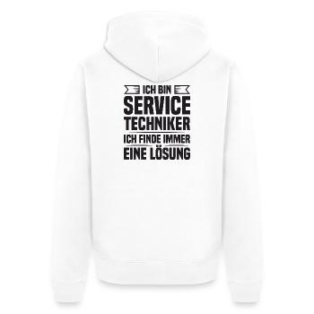 Servicetechniker Support Lösung Spruch Service - Unisex Premium Bio Zip Hoodie - Weiß - Hinten - Thijin (182cm)
