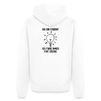 Student - Unisex Premium Bio Zip Hoodie - Weiß - Hinten - Thijin (182cm)