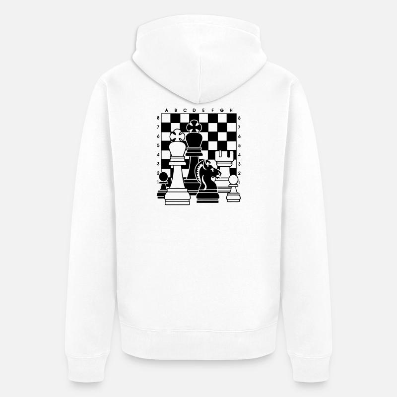 Échecs - Veste à capuche bio Premium Unisexe - blanc