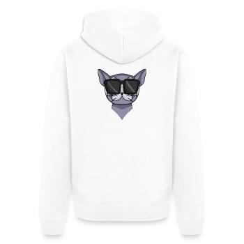 Britisch Kurzhaar Katze mit Sonnenbrille - Unisex Premium Bio Zip Hoodie - Weiß - Hinten - Thijin (182cm)