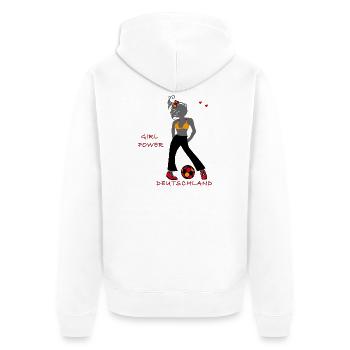 Girlpower, Fußball - Unisex Premium Bio Zip Hoodie - Weiß - Hinten - Thijin (182cm)