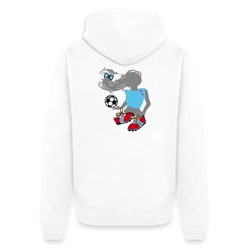 Fußballgirl, Frauenfussball - Unisex Premium Bio Zip Hoodie - Weiß - Hinten - Thijin (182cm)