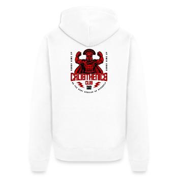 Club de Calisthénie Design Motivationnel Rouge - Veste à capuche bio Premium Unisexe - blanc - Dos - Thijin (182cm)