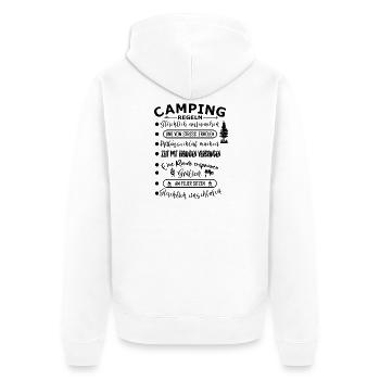 Camping Regeln Lustige Aktivitäten liste - Unisex Premium Bio Zip Hoodie - Weiß - Hinten - Thijin (182cm)