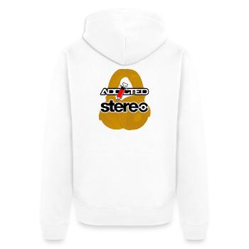 Addicted Stereo V2 - Unisex Premium Bio Zip Hoodie - Weiß - Hinten - Thijin (182cm)