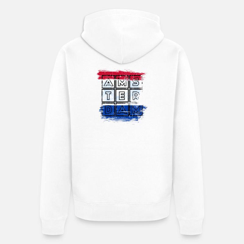 Drapeau Amsterdam Grid - Veste à capuche bio Premium Unisexe - blanc