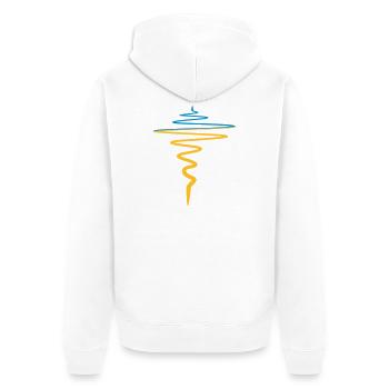 Ukraine Flag Heartbeat Pulse - Unisex Premium Organic Zip Hoodie - white - Back - Thijin (182cm)