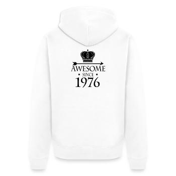 Né en 1976 - Fantastique depuis 1976 - Veste à capuche bio Premium Unisexe - blanc - Dos - Thijin (182cm)