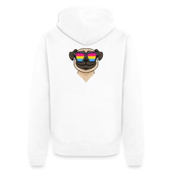 Pansexuell Mops Hund - Hund mit Brille - Unisex Premium Bio Zip Hoodie - Weiß - Hinten - Thijin (182cm)