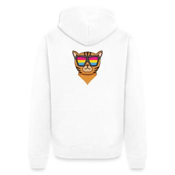 Pansexual Bengal Cat - Cat with Glasses - Unisex Premium Organic Zip Hoodie - white - Back - Thijin (182cm)