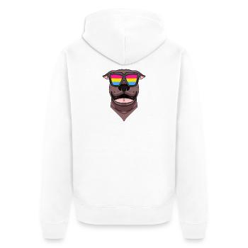 Pansexuell Pit Bull Terrier Hund - Hund mit Brille - Unisex Premium Bio Zip Hoodie - Weiß - Hinten - Thijin (182cm)
