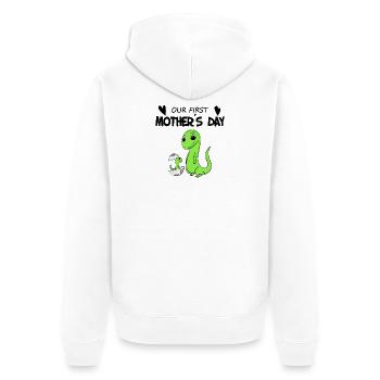 Muttertag Geschenk - Unser erster Muttertag - Unisex Premium Bio Zip Hoodie - Weiß - Hinten - Thijin (182cm)