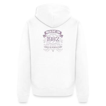 Made in 1982 Birthday Vintage - Unisex Premium Organic Zip Hoodie - white - Back - Thijin (182cm)