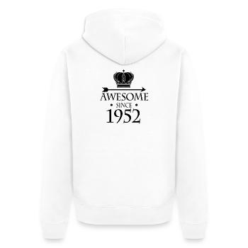 Born in 1952 - Fantastic since 1952 - Unisex Premium Organic Zip Hoodie - white - Back - Thijin (182cm)