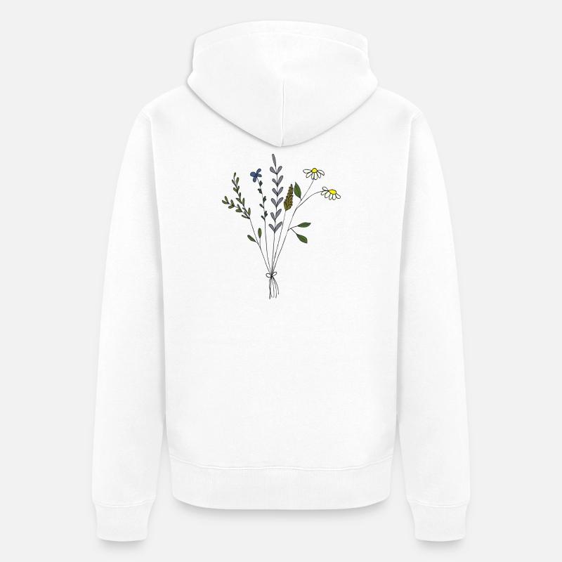 bouquet de prairies fleuries - Veste à capuche bio Premium Unisexe - blanc