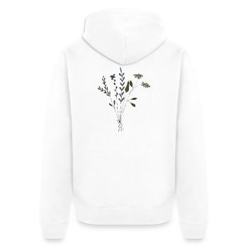 blumenwiese strauss gewebe - Unisex Premium Bio Zip Hoodie - Weiß - Hinten - Thijin (182cm)