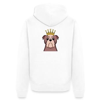 Chien avec couronne - Bulldog avec couronne - Veste à capuche bio Premium Unisexe - blanc - Dos - Thijin (182cm)