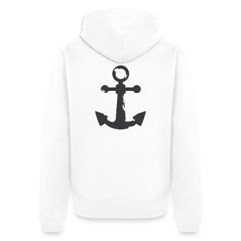 used look dreckig Anker anchor Symbol - Unisex Premium Bio Zip Hoodie - Weiß - Hinten - Thijin (182cm)