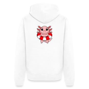 Axolotl Swimming Lifebuoy - Unisex Premium Organic Zip Hoodie - white - Back - Thijin (182cm)