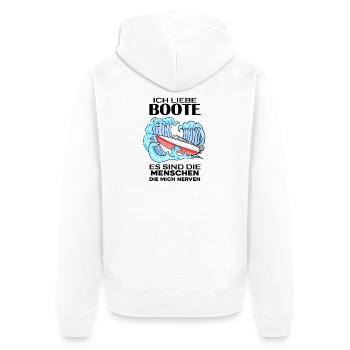 Motorboot Kapitän Bootsführerschein - Unisex Premium Bio Zip Hoodie - Weiß - Hinten - Thijin (182cm)
