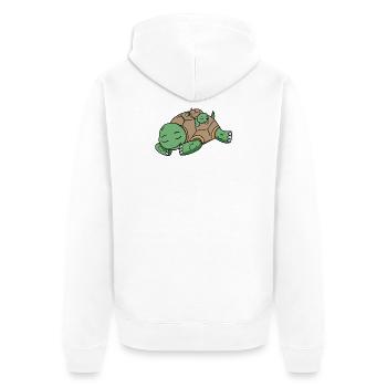 Turtle Papa with Baby Turtle - Unisex Premium Organic Zip Hoodie - white - Back - Thijin (182cm)