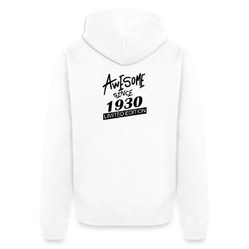 1930 - Jahrgang 1930 - Fantastisch seit 1930 - Unisex Premium Bio Zip Hoodie - Weiß - Hinten - Thijin (182cm)