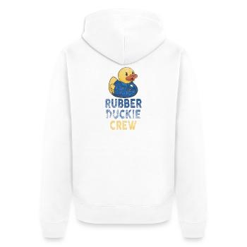 Rubber Duck Rubber Duckie Crew - Unisex Premium Bio Zip Hoodie - Weiß - Hinten - Thijin (182cm)