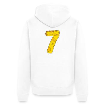 Zahl 7 Ziffer Käse - Unisex Premium Bio Zip Hoodie - Weiß - Hinten - Thijin (182cm)