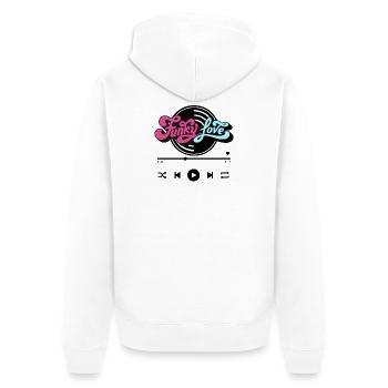 Funky Liebe - Unisex Premium Bio Zip Hoodie - Weiß - Hinten - Thijin (182cm)