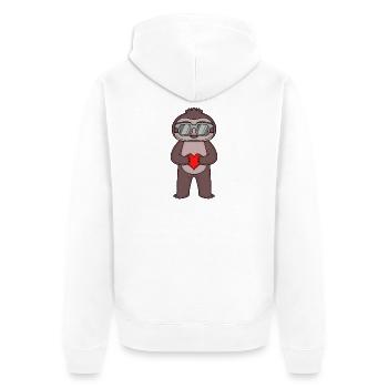 Sloth with sunglasses and heart - Unisex Premium Organic Zip Hoodie - white - Back - Thijin (182cm)