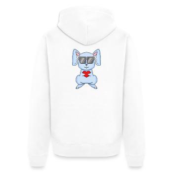 Lapin avec lunettes de soleil et cœur - Veste à capuche bio Premium Unisexe - blanc - Dos - Thijin (182cm)