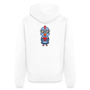 Poulet avec lunettes de soleil et cœur - Veste à capuche bio Premium Unisexe - blanc - Dos - Thijin (182cm)