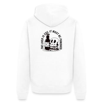 The liver is evil and is punished - Unisex Premium Organic Zip Hoodie - white - Back - Thijin (182cm)