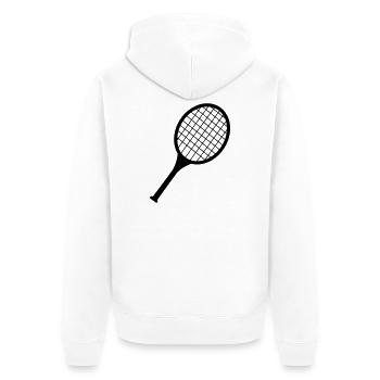 Logo de la raquette de badminton - Veste à capuche bio Premium Unisexe - blanc - Dos - Thijin (182cm)