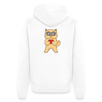 Chat persan avec lunettes de soleil et cœur - Veste à capuche bio Premium Unisexe - blanc - Dos - Thijin (182cm)