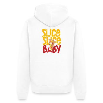Slice slice baby pizza - Unisex Premium Bio Zip Hoodie - Weiß - Hinten - Thijin (182cm)
